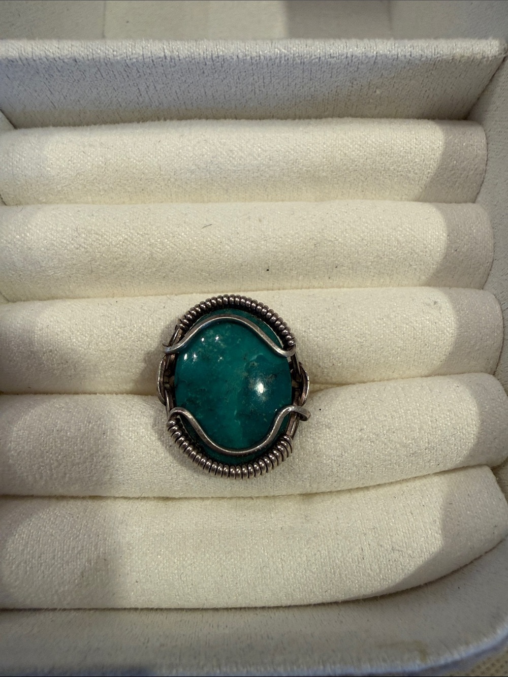 Sterling Silver Ring with Teal Green Stone